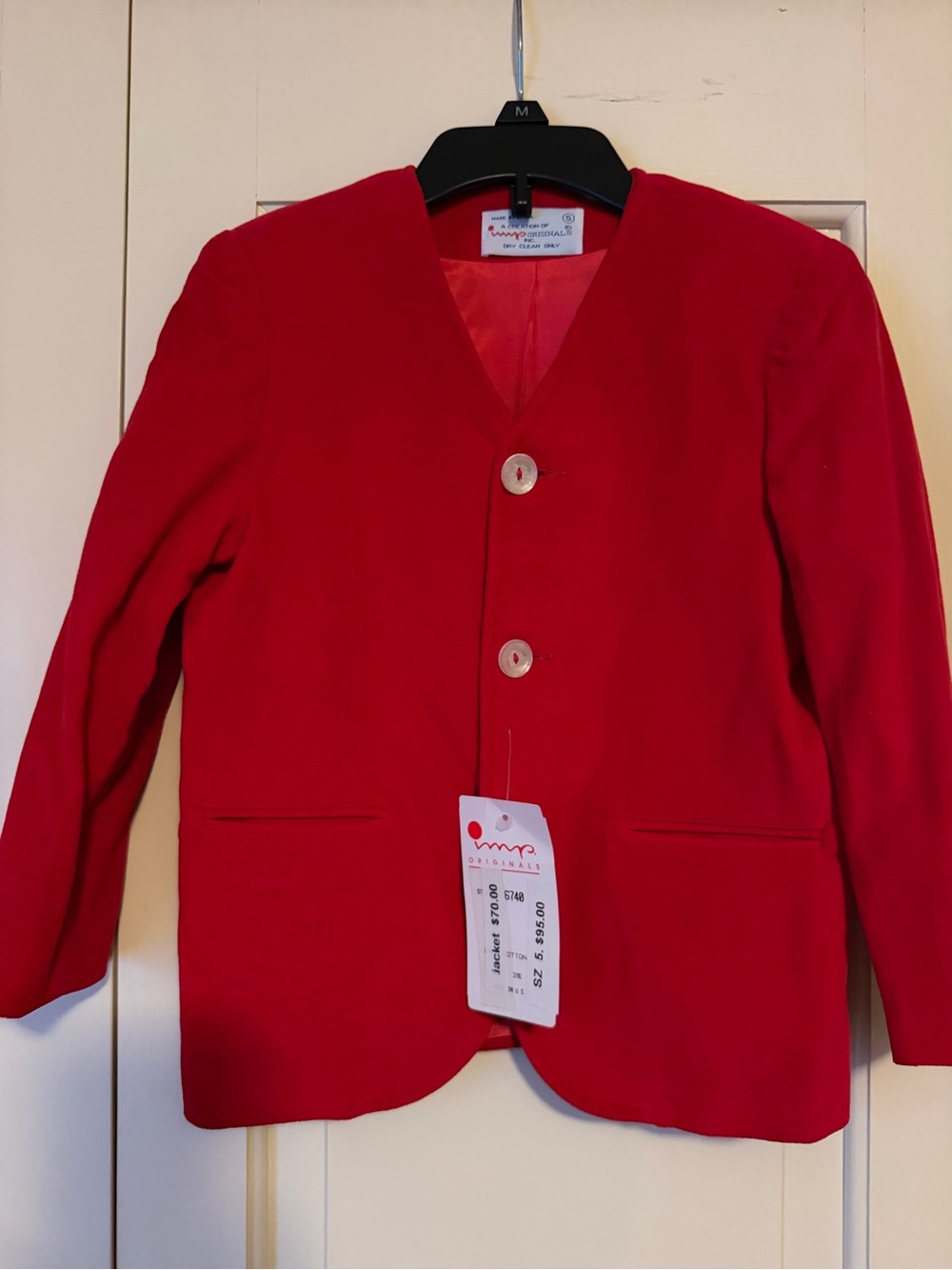 Vintage Boy’s Red Velvet Button-Front Blazer by Imp Originals
